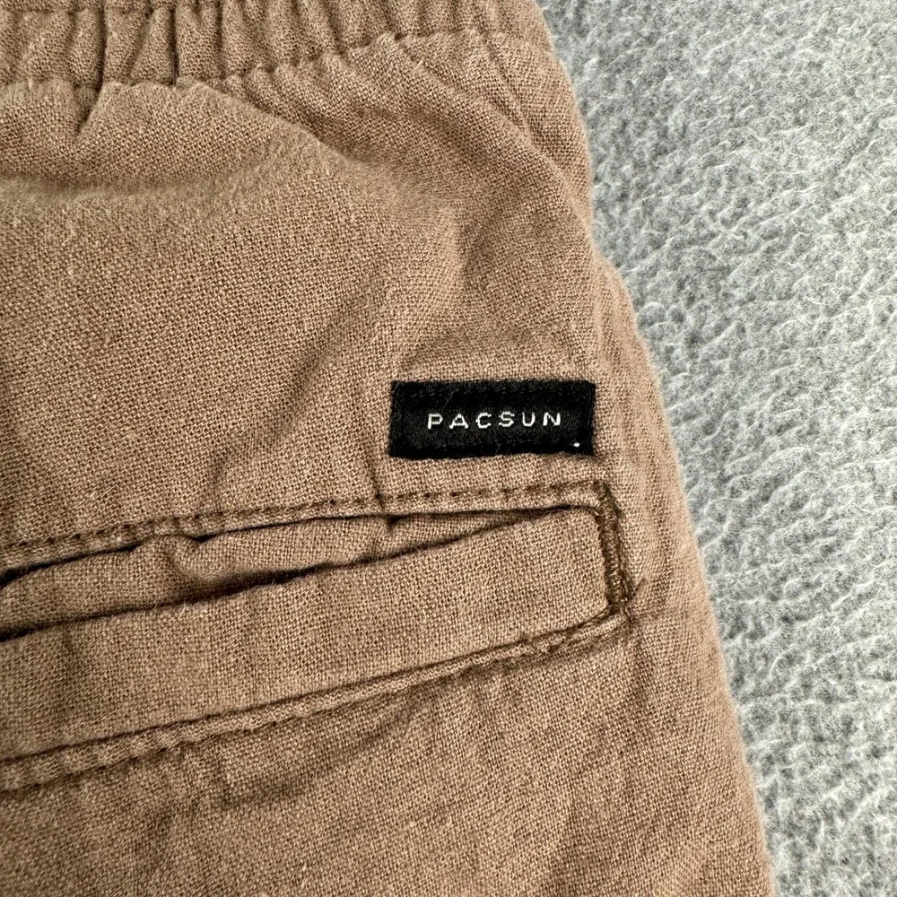 PacSun Pants Men Small Brown Straight Linen Blend Drawstring 133SP256120 Casual
